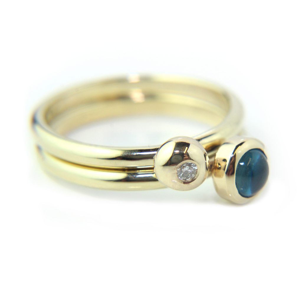 Handmade birthstone ring pair