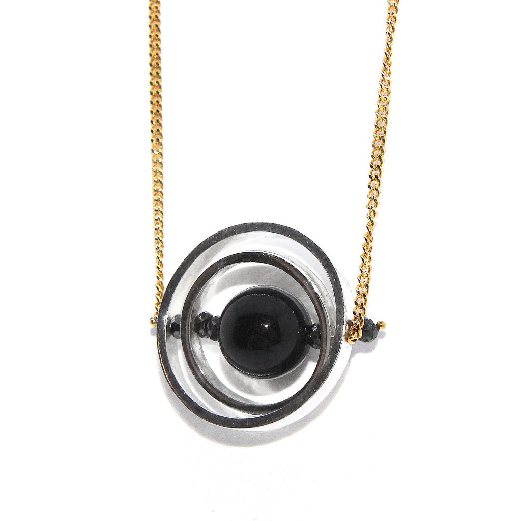 Black ice diamond gold silver handmade design necklace
