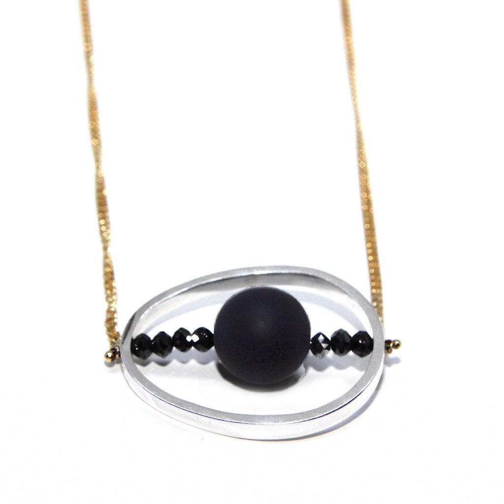 Black ice diamond gold silver handmade design necklace