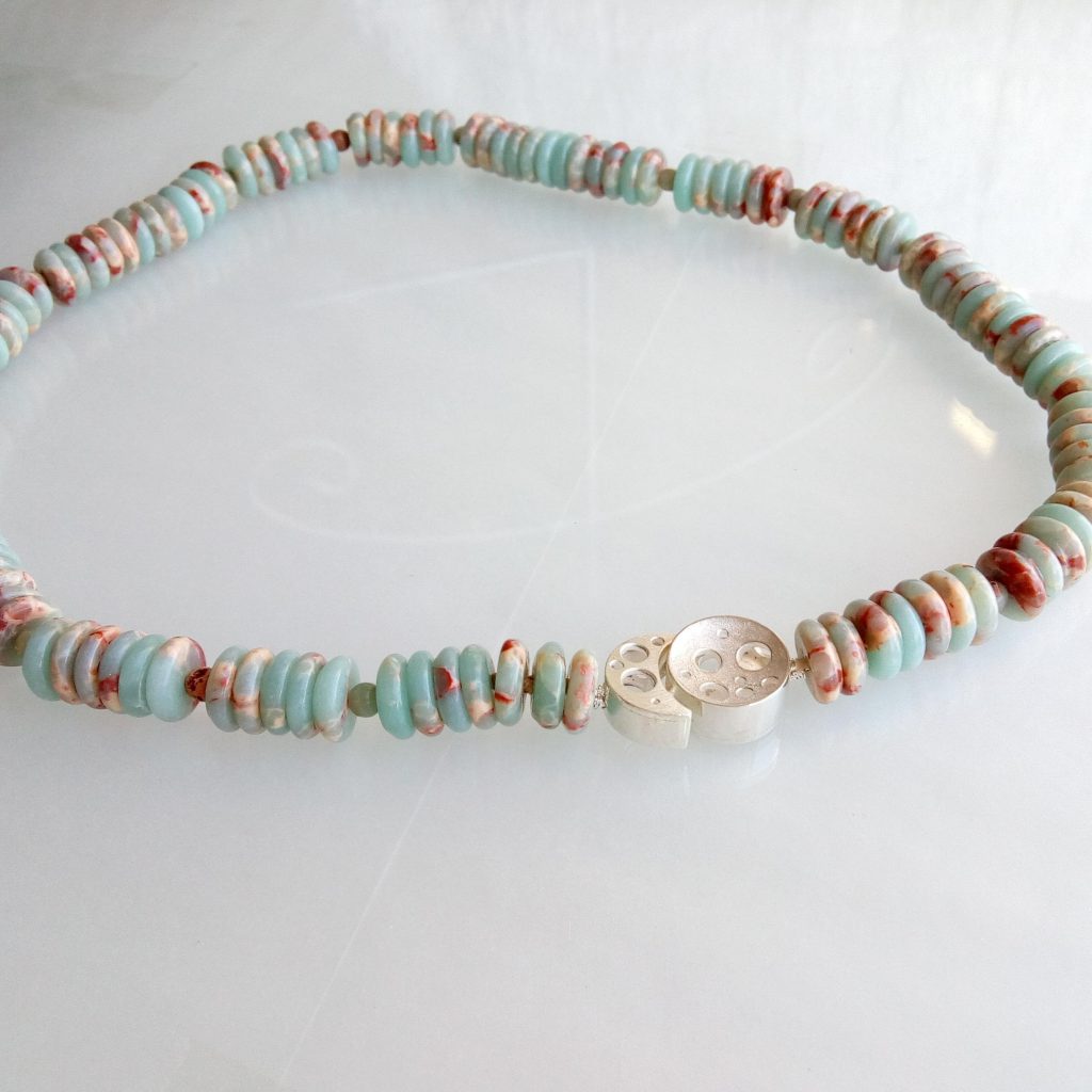 Silver Coral Clasp with Ocean Jasper necklace.