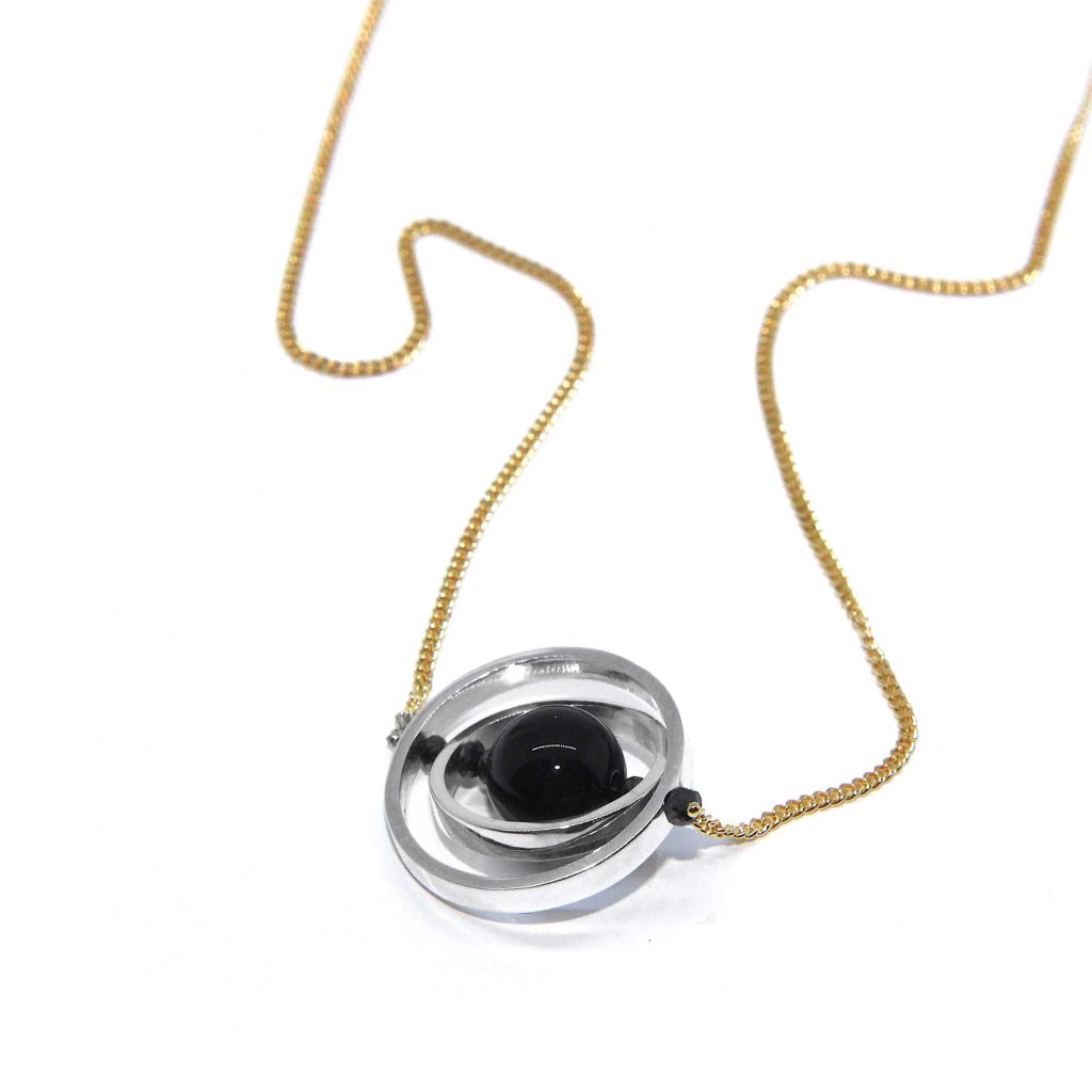 Black ice diamond gold silver handmade design necklace