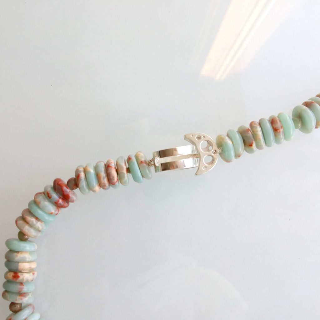 Silver Coral Clasp with Ocean Jasper necklace.