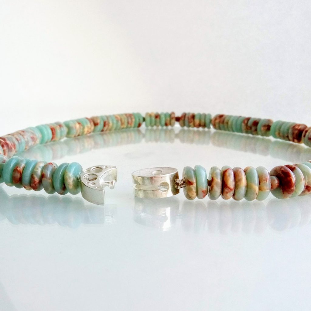 Silver Coral Clasp with Ocean Jasper necklace.
